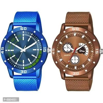 Pack Of Two PU Belt Attractive Look Analog Watchnbsp;For Men