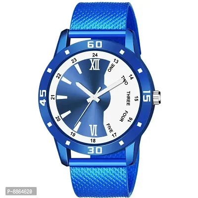 Blue Colour Dial And Blue Colour PU Belt Analog Watch For Men-thumb0