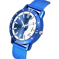 Blue Colour Dial And Blue Colour PU Belt Analog Watch For Men-thumb1