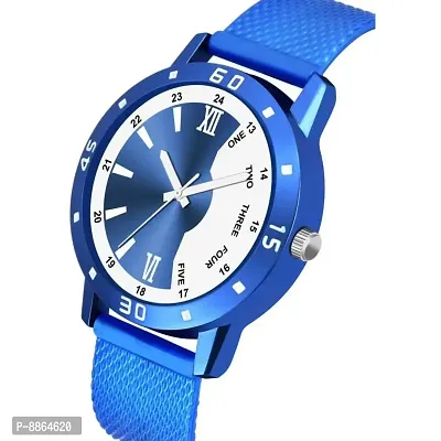 Blue Colour Dial And Blue Colour PU Belt Analog Watch For Men-thumb2