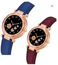 Stylish Genuine Leather Black Dial Analog Watches Combo Pack Of 2-thumb2