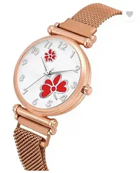 Fashionable White Dial Metal Analog Watch For Women-thumb1