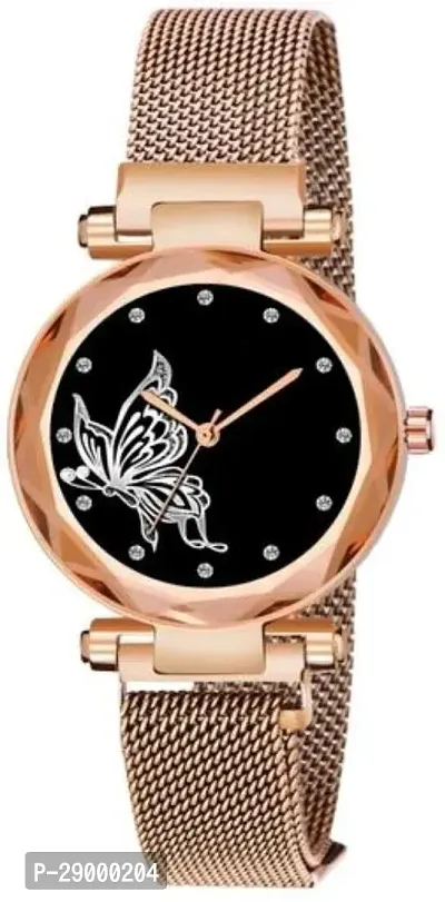 Fashionable Black Dial Metal Analog Watch For Women-thumb2