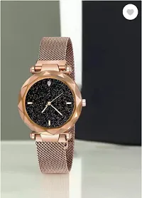 Fashionable Black Dial Metal Analog Watch For Women-thumb3