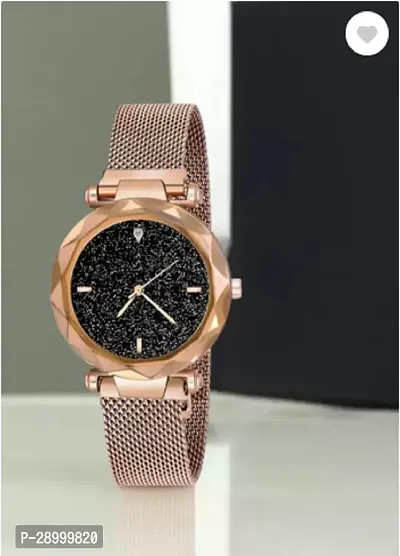 Fashionable Black Dial Metal Analog Watch For Women-thumb4