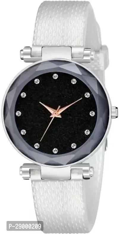 Fashionable Black Dial PU Analog Watch For Women-thumb2