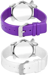 Stylish PU White Dial Analog Watches Combo Pack Of 2-thumb2