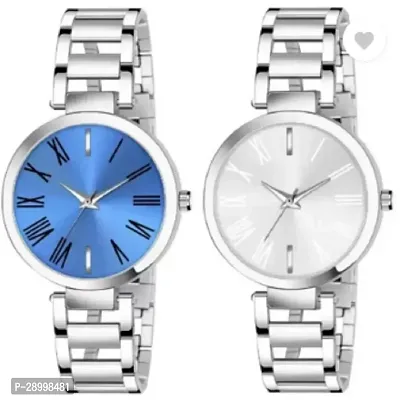 Stylish Metal Blue Dial Analog Watches Combo Pack Of 2