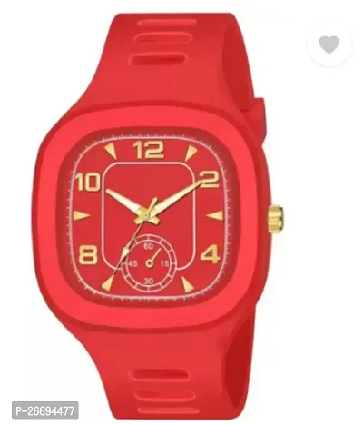 Stylish PU Red Analog Watch For Men