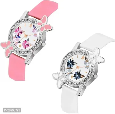 Stylish PU White Dial Analog Watches Combo Pack Of 2-thumb2