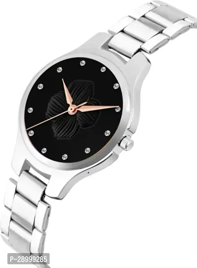 Fashionable Black Dial Metal Analog Watch For Women-thumb2