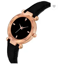 Stylish Black PU Analog Watches Combo For Couple-thumb2