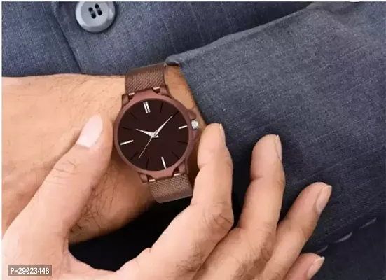 Stylish Brown PU Analog Watches For Men-thumb0