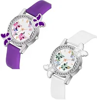 Stylish PU White Dial Analog Watches Combo Pack Of 2-thumb1