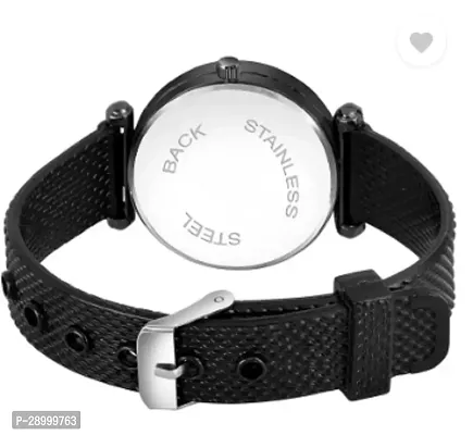 Fashionable Black Dial PU Analog Watch For Women-thumb2