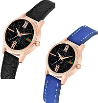 Stylish Genuine Leather Black Dial Analog Watches Combo Pack Of 2-thumb1