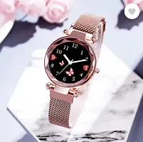 Fashionable Black Dial Metal Analog Watch For Women-thumb1