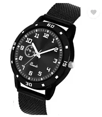 Modern Black PU Analog Watches For Couple Pack Of 2-thumb2