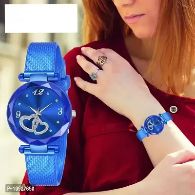Stylish Blue PU Analog Watches For Women And Girls