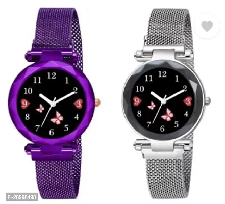 Stylish Metal Black Dial Analog Watches Combo Pack Of 2