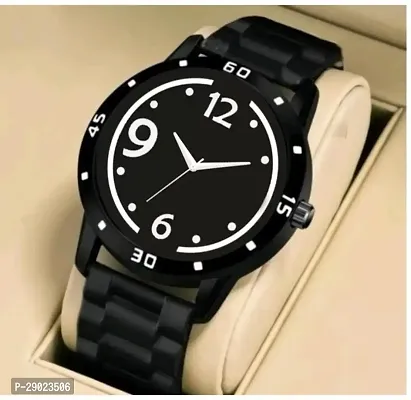 Stylish Black PU Analog Watches For Men-thumb0