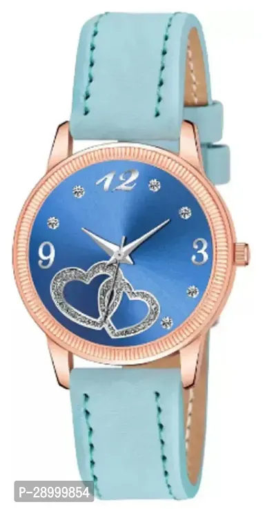 Fashionable Blue Dial Genuine Leather Analog Watch For Women-thumb2