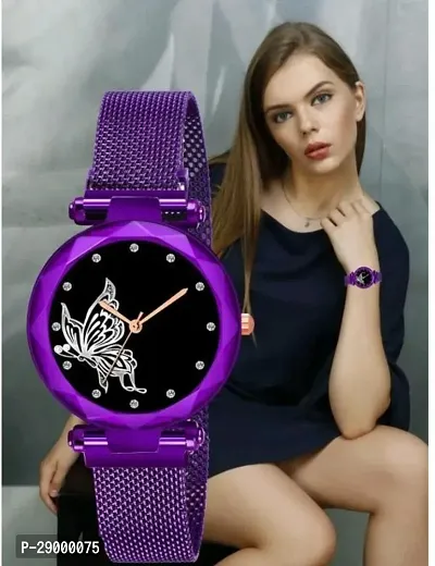 Fashionable Black Dial Metal Analog Watch For Women-thumb2