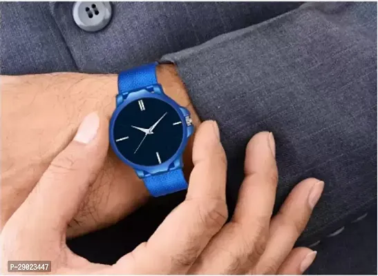 Stylish Blue PU Analog Watches For Men-thumb0