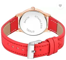 Fashionable Red Dial Genuine Leather Analog Watch For Women-thumb4