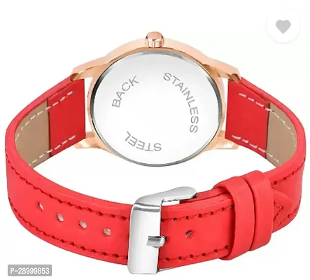 Fashionable Red Dial Genuine Leather Analog Watch For Women-thumb5