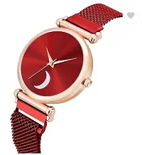 Fashionable Red Dial Metal Analog Watch For Women-thumb2