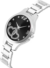 Fashionable Black Dial Metal Analog Watch For Women-thumb1