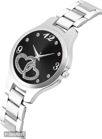 Fashionable Black Dial Metal Analog Watch For Women-thumb2