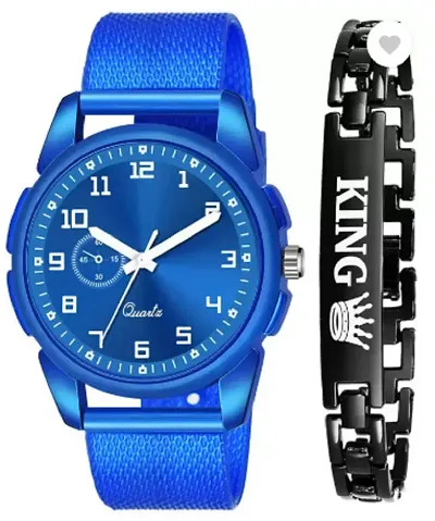 Stylish PU Analog Watch With Bracelet For Men