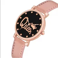 Fashionable Black Dial Genuine Leather Analog Watch For Women-thumb2