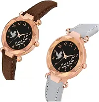 Stylish Genuine Leather Black Dial Analog Watches Combo Pack Of 2-thumb1