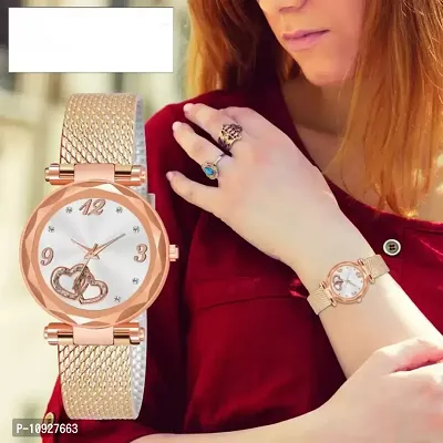 Stylish Rose Gold PU Analog Watches For Women And Girls