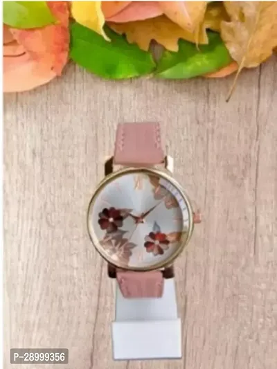 Fashionable White Dial Genuine Leather Analog Watch For Women-thumb0