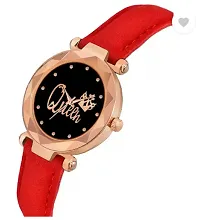 Fashionable Black Dial Genuine Leather Analog Watch For Women-thumb1