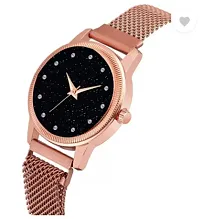 Fashionable Black Dial Metal Analog Watch For Women-thumb1