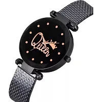 Stylish Black PU Analog Watches For Women And Girls-thumb2