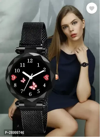 Fashionable Black Dial Metal Analog Watch For Women-thumb3