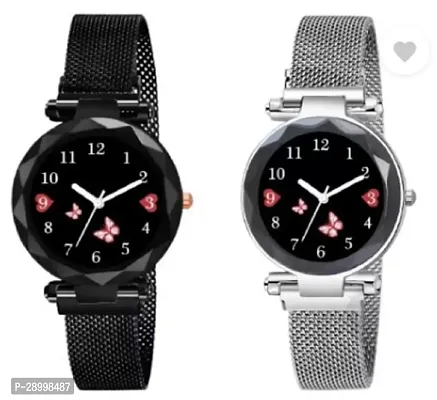 Stylish Metal Black Dial Analog Watches Combo Pack Of 2-thumb0