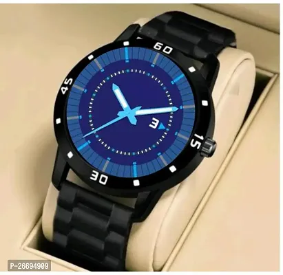 Stylish PU Blue Analog Watch For Men-thumb0