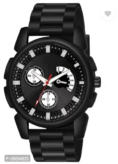 Stylish PU Black Analog Watch For Men-thumb0