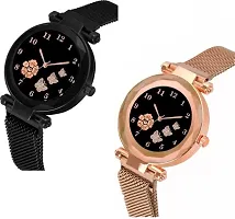 Stylish Metal Black Dial Analog Watches Combo Pack Of 2-thumb1