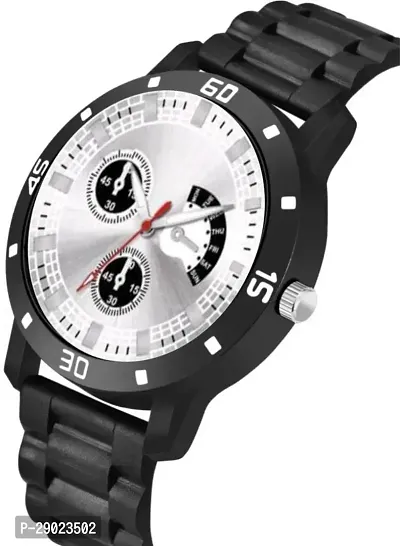 Stylish Black PU Analog Watches For Men-thumb3