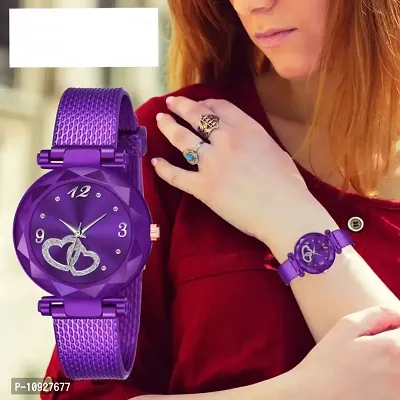 Stylish Purple PU Analog Watches For Women And Girls