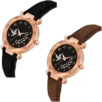 Stylish Genuine Leather Black Dial Analog Watches Combo Pack Of 2-thumb1