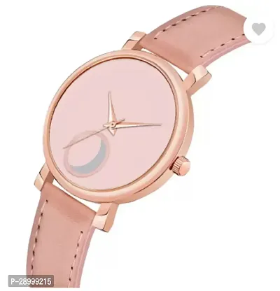 Fashionable Pink Dial Genuine Leather Analog Watch For Women-thumb2